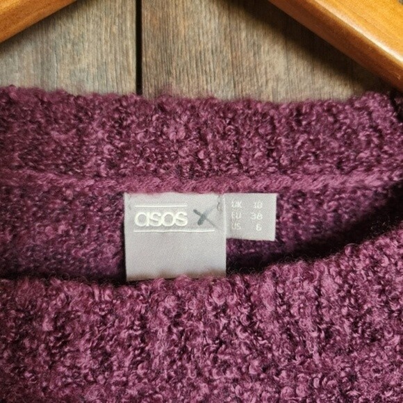 Asos Purple Berry Wool Blend Soft Knit Crew Neck Sweater Size 6 - Picture 5 of 6